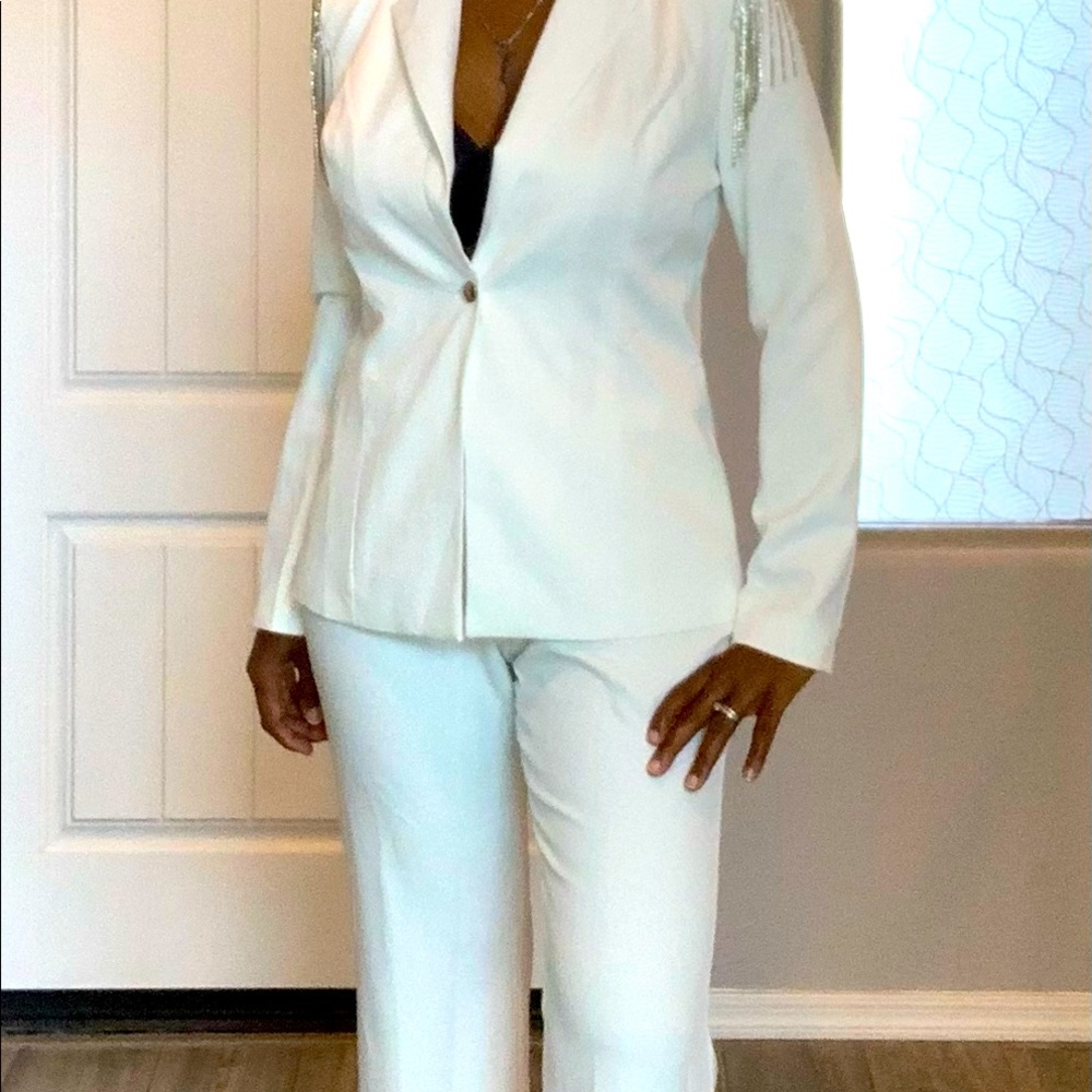 Crystal Fringe Suit, White, Large